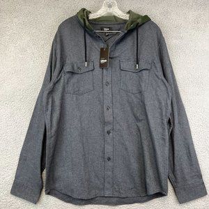 New Men Hooded Flannel Shirt Urban Pipeline Button Up Long Sleeve L